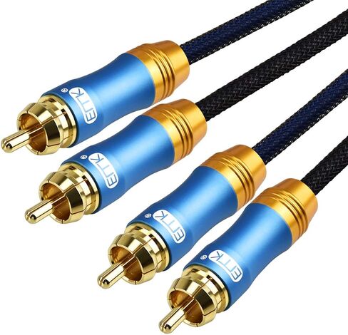 كابل EMK RCA، 2RCA ذكر إلى 2RCA ذكر كابل صوت ستيريو نظام HiFi كابل توصيل للمسرح المنزلي، HDTV، مكبرات الصوت، أنظمة Hi-Fi (6.6 قدم) in Saudi Arabia