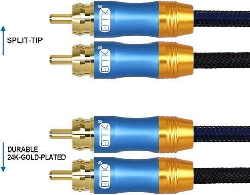 كابل EMK RCA، 2RCA ذكر إلى 2RCA ذكر كابل صوت ستيريو نظام HiFi كابل توصيل للمسرح المنزلي، HDTV، مكبرات الصوت، أنظمة Hi-Fi (6.6 قدم) in Saudi Arabia