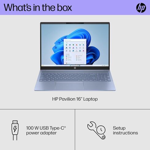 HP Pavilion 16 Laptop 2024 16" WUXGA 1920 x 1200 Touchscreen, Intel Core 7 150U, 10-core, Intel Graphics, 32GB LPDDR5, 1TB SSD, Backlit KB, Wi-Fi 6, Bluetooth 5.3, 1080p FHD Camera, Windows 11 Home in Saudi Arabia