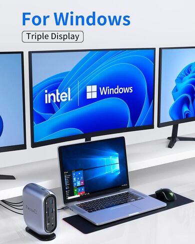 محطة إرساء شاشة عرض ثلاثية من NewQ لأجهزة MacBook: محور USB C مع منفذ HDMI 4K ومنفذ DP لأجهزة الكمبيوتر المحمول Mac Dell يمتد 2 و3 شاشات إجمالي شاشات رباعية مع شحن طاقة 150 وات وفتحة بطاقة TF SD in Kuwait