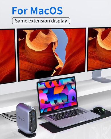 محطة إرساء شاشة عرض ثلاثية من NewQ لأجهزة MacBook: محور USB C مع منفذ HDMI 4K ومنفذ DP لأجهزة الكمبيوتر المحمول Mac Dell يمتد 2 و3 شاشات إجمالي شاشات رباعية مع شحن طاقة 150 وات وفتحة بطاقة TF SD in Kuwait