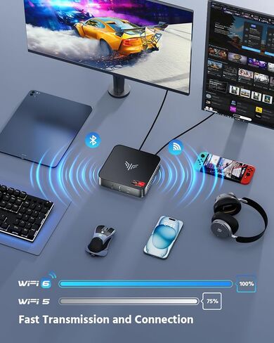 KAMRUI Mini PC Ryzen 7 5700U(8C/16T، حتى 4.3 جيجاهرتز)، كمبيوتر صغير 32 جيجابايت DDR4 RAM 1 تيرابايت M.2 2280 NVME SSD Mini PC Gaming، شاشة مزدوجة 4K دعم سطح المكتب الصغير WiFi6/BT5.2/قناة مزدوجة in Kuwait