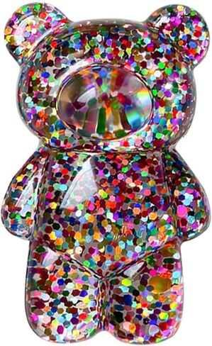 1Pc Multicolor Mobile Phone Finger Holder, Mobile Phone Cartoon Foldable Epoxy Sequins 3D Cute Bear Shaped Phone Grip Tok Folding Bracket for Desktop Mobile Phone, Cell Phones and Accessories in Saudi Arabia