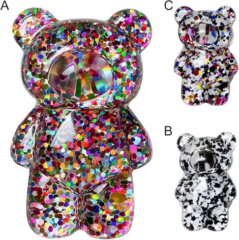 1Pc Multicolor Mobile Phone Finger Holder, Mobile Phone Cartoon Foldable Epoxy Sequins 3D Cute Bear Shaped Phone Grip Tok Folding Bracket for Desktop Mobile Phone, Cell Phones and Accessories in Saudi Arabia