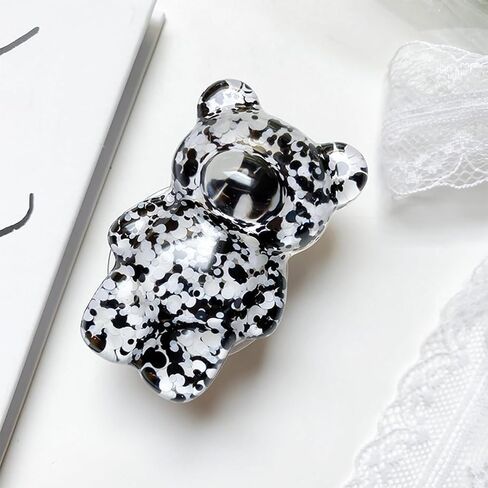 1Pc Multicolor Mobile Phone Finger Holder, Mobile Phone Cartoon Foldable Epoxy Sequins 3D Cute Bear Shaped Phone Grip Tok Folding Bracket for Desktop Mobile Phone, Cell Phones and Accessories in Saudi Arabia