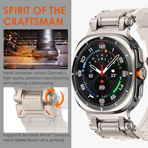 WINGLE لساعة Samsung Galaxy Watch Ultra Bands 47 مم للرجال سوار رياضي متين مصمم بدرع مطاط السيليكون مع موصل معدني من الفولاذ المقاوم للصدأ ساعة Galaxy Watch 7 Ultra Bands العسكرية القوية in Kuwait