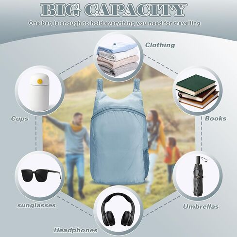 15L Hiking Backpack, Lightweight Packable Backpack Travel Hiking Daypack Foldable, Foldable Backpack Water Resistant (Grey) in Saudi Arabia