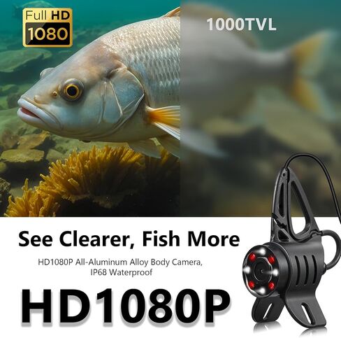 كاميرا الصيد تحت الماء FishPRO HD1080P USB-C، 4.5 بوصة (لا تحتاج للتعلم) هدايا كاميرا الصيد MOQCQGR للرجال، مكتشف الأسماك (الشحن عن طريق الهاتف/كابل الكمبيوتر الشخصي)، 5000 مللي أمبير، LED&IR، 66 قدم in Saudi Arabia