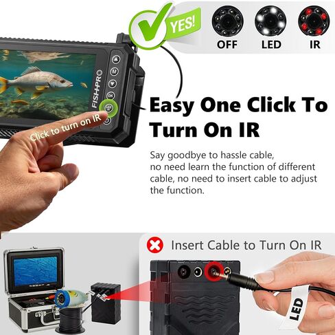 كاميرا الصيد تحت الماء FishPRO HD1080P USB-C، 4.5 بوصة (لا تحتاج للتعلم) هدايا كاميرا الصيد MOQCQGR للرجال، مكتشف الأسماك (الشحن عن طريق الهاتف/كابل الكمبيوتر الشخصي)، 5000 مللي أمبير، LED&IR، 66 قدم in Saudi Arabia