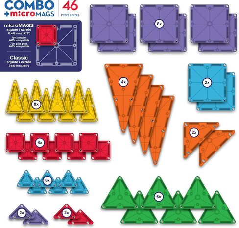 MAGNA-TILES Combo 62-Piece Magnetic Construction Set, The Original Magnetic Building Brand in Kuwait