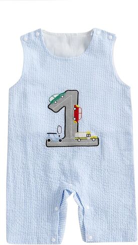 Infant Baby Boys Jumpsuit Sleeveless Crew Neck Striped Embroidery Golf Cart Summer Romper Clothes for Casual Daily in Kuwait