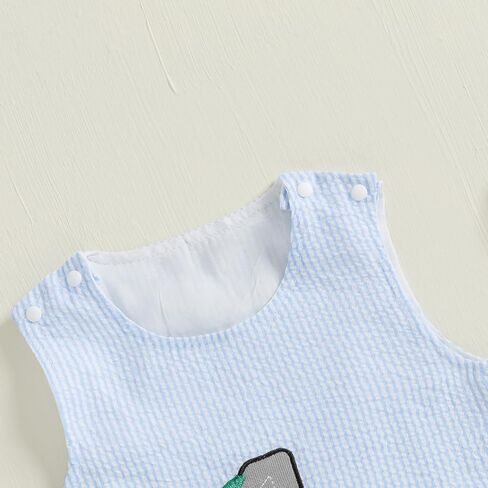 Infant Baby Boys Jumpsuit Sleeveless Crew Neck Striped Embroidery Golf Cart Summer Romper Clothes for Casual Daily in Kuwait