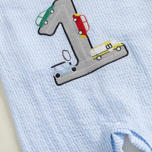 Infant Baby Boys Jumpsuit Sleeveless Crew Neck Striped Embroidery Golf Cart Summer Romper Clothes for Casual Daily in Kuwait