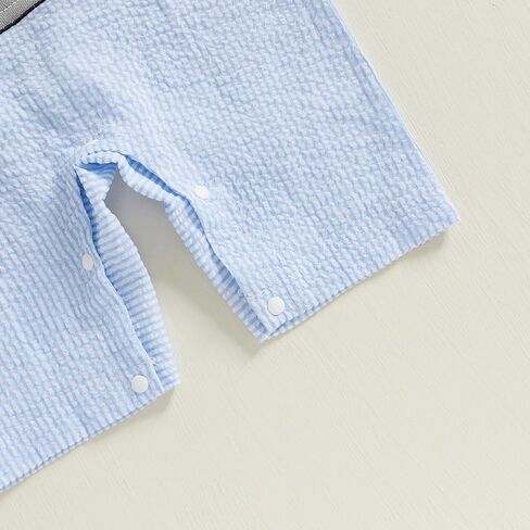 Infant Baby Boys Jumpsuit Sleeveless Crew Neck Striped Embroidery Golf Cart Summer Romper Clothes for Casual Daily in Kuwait