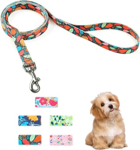 5FT Nylon Dog Leash with Easy to Use Bolt Snap for Training,Walking Lead for Large,Medium&Small Dogs- Available in Multiple Widths and Classic Floral Colors in Saudi Arabia
