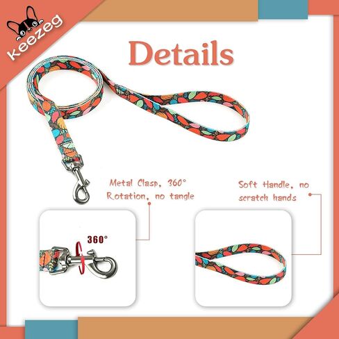 5FT Nylon Dog Leash with Easy to Use Bolt Snap for Training,Walking Lead for Large,Medium&Small Dogs- Available in Multiple Widths and Classic Floral Colors in Saudi Arabia