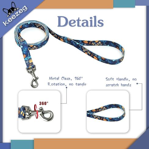 5FT Nylon Dog Leash with Easy to Use Bolt Snap for Training,Walking Lead for Large,Medium&Small Dogs- Available in Multiple Widths and Classic Floral Colors in Saudi Arabia