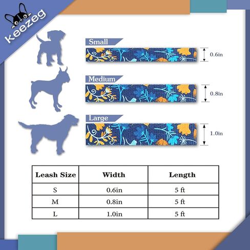 5FT Nylon Dog Leash with Easy to Use Bolt Snap for Training,Walking Lead for Large,Medium&Small Dogs- Available in Multiple Widths and Classic Floral Colors in Saudi Arabia