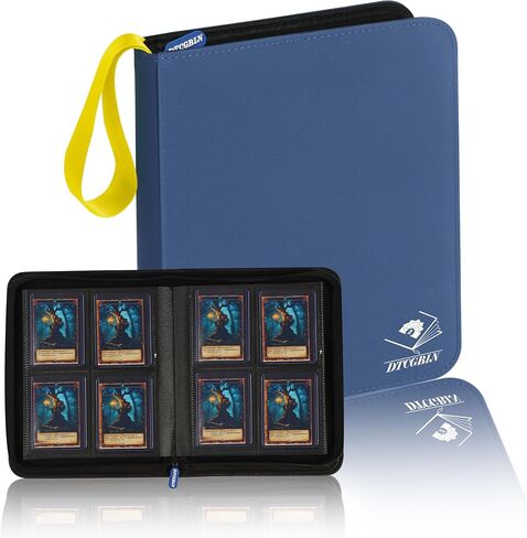 مجلد بطاقات التداول Toploader Binder، ذو 4 جيوب، متوافق مع Pokemon TCG MTG، يحمل 128 بطاقة صلبة مقاس 3 × 4 بوصة - أصفر وأحمر in Kuwait