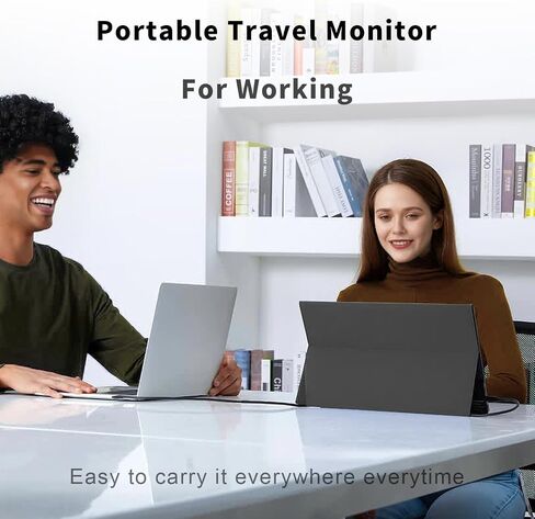 شاشة محمولة 15.6 بوصة 1080 بكسل FHD USB-C، شاشة كمبيوتر HDMI مع حقيبة غطاء ذكية ومكبرات صوت مزدوجة، شاشة خارجية HDR، شاشة كمبيوتر محمولة لأجهزة الكمبيوتر المحمول/الكمبيوتر الشخصي/Mac/الهاتف/Xbox Switch/PS4 in Saudi Arabia