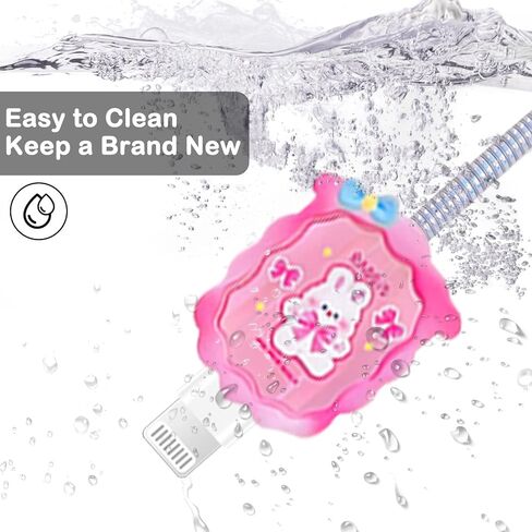 Cable Protector for iPhone Charger Cover Cute Kawaii Pink Bunny Rabbit Pattern Design,Data Line Cable USB Wire Cord Saver Charger Protector Design for Women Girls Kids in Saudi Arabia
