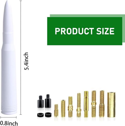 1 PC Car Bullet Antenna, 0.8" x 5.4" Integrated Waterproof External Antenna Trim, Enhanced Signal No Jamming Noise-free Antenna, Compatible with Ford F150 Wrangler Jeep Chevrolet (White) in Saudi Arabia