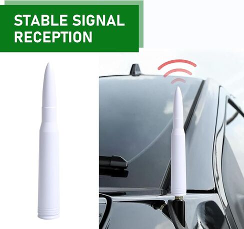 1 PC Car Bullet Antenna, 0.8" x 5.4" Integrated Waterproof External Antenna Trim, Enhanced Signal No Jamming Noise-free Antenna, Compatible with Ford F150 Wrangler Jeep Chevrolet (White) in Saudi Arabia