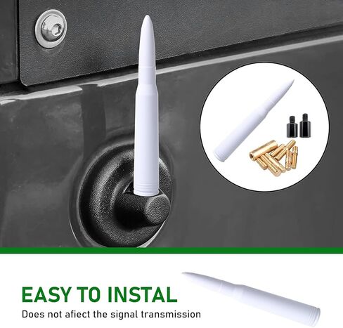 1 PC Car Bullet Antenna, 0.8" x 5.4" Integrated Waterproof External Antenna Trim, Enhanced Signal No Jamming Noise-free Antenna, Compatible with Ford F150 Wrangler Jeep Chevrolet (White) in Saudi Arabia
