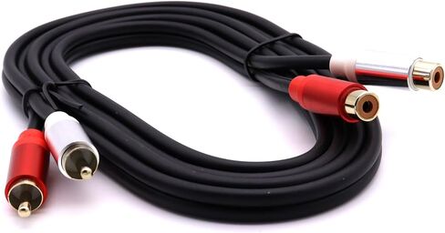 كابل Disscool 2RCA ذكر إلى 2RCA أنثى مطلي بالذهب على شكل Y مقسم HI-FI، محول أسلاك صوت مساعد لتمديد الخط المطاطي الاحترافي لأقراص DVD وأنظمة الاستريو (1.5 متر/4.98 قدم، ذكر إلى أنثى) in Saudi Arabia
