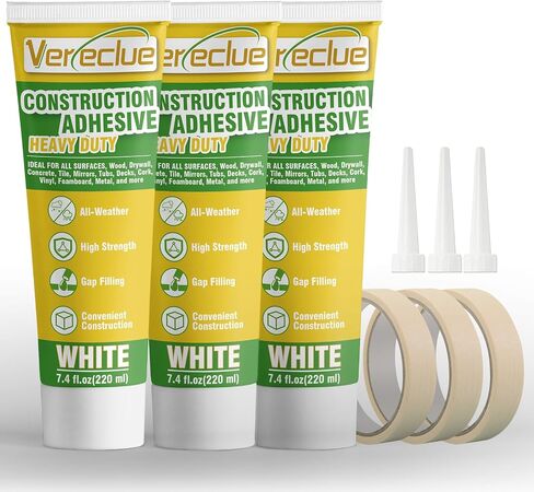 Construction Adhesive Heavy Duty, 7.4 Ounce Cement Glue, 1 Tube Concrete Glue, Versatile Concrete Glue for Tile, Cement, Floor, Stone, Wall and More in Saudi Arabia