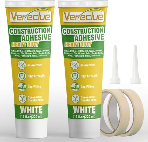 Construction Adhesive Heavy Duty, 7.4 Ounce Cement Glue, 1 Tube Concrete Glue, Versatile Concrete Glue for Tile, Cement, Floor, Stone, Wall and More in Saudi Arabia
