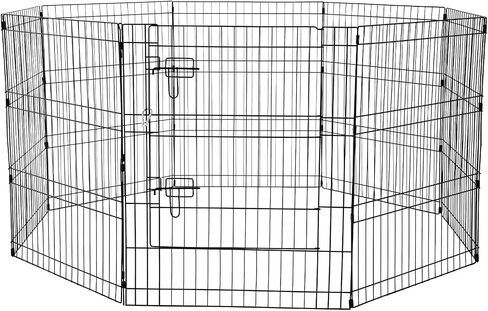 VEVOR Dog Playpen، 8 قطع 30 بوصة ارتفاع × 24 بوصة عرض لوحات معدنية قابلة للطي لتمرين الحيوانات الأليفة، سياج للكلاب قلم داخلي وخارجي مع باب، وسادة سفلية وغطاء علوي، قفص لعب للحيوانات الأليفة للكلاب والقطط والحيوانات الصغيرة الأخرى in Saudi Arabia
