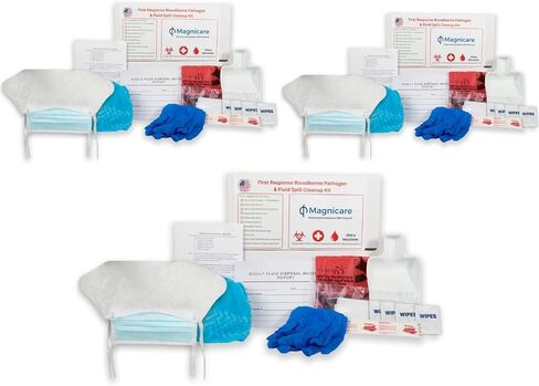 First Response Spill Kit - Be OSHA Compliant | Bloodborne Pathogen & Vomit Cleanup Kit: Comprehensive Spill Response for Bodily Fluids, Ideal for Restaurants, clinics & Public Spaces. in Saudi Arabia