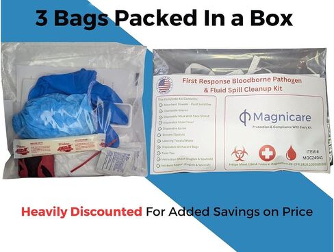 First Response Spill Kit - Be OSHA Compliant | Bloodborne Pathogen & Vomit Cleanup Kit: Comprehensive Spill Response for Bodily Fluids, Ideal for Restaurants, clinics & Public Spaces. in Saudi Arabia