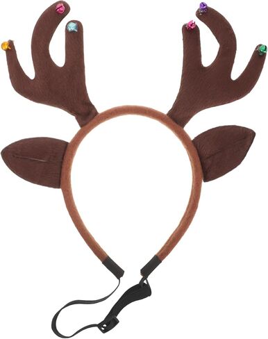 ABOOFAN الكلب إلك الرنة قرن الوعل عقال الحيوانات الأليفة الأيائل أغطية الرأس مع جرس عيد الميلاد زي أغطية الرأس الملحقات للكلاب والقطط الصغيرة والمتوسطة الكبيرة in Kuwait