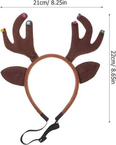 ABOOFAN الكلب إلك الرنة قرن الوعل عقال الحيوانات الأليفة الأيائل أغطية الرأس مع جرس عيد الميلاد زي أغطية الرأس الملحقات للكلاب والقطط الصغيرة والمتوسطة الكبيرة in Kuwait