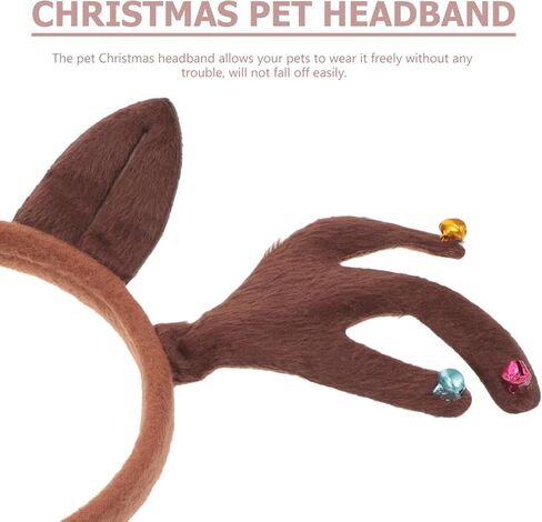 ABOOFAN الكلب إلك الرنة قرن الوعل عقال الحيوانات الأليفة الأيائل أغطية الرأس مع جرس عيد الميلاد زي أغطية الرأس الملحقات للكلاب والقطط الصغيرة والمتوسطة الكبيرة in Kuwait