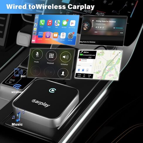 Wireless CarPlay Adapter,Converts Factory Wired CarPlay to Wireless carplay Adapter, Wireless Control Plug & Play Carplay, Fit for Cars from 2017 & for Apple iPhone iOS 10+,Silvery in Saudi Arabia