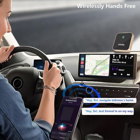 Wireless CarPlay Adapter,Converts Factory Wired CarPlay to Wireless carplay Adapter, Wireless Control Plug & Play Carplay, Fit for Cars from 2017 & for Apple iPhone iOS 10+,Silvery in Kuwait