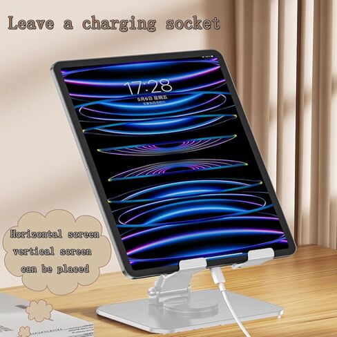 حامل تابلت قابل للطي لأجهزة iPad/iPhone أو أجهزة أخرى بشاشة 4.3-10.9 بوصة، حامل مكتبي، حامل تابلت عالمي قابل للتعديل بزاوية 360 درجة (رمادي داكن) in Saudi Arabia