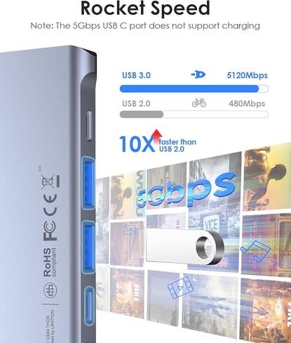 موزع LENTION USB C مع Thunderbolt3 (PD+نقل البيانات+مخرج الفيديو)، منفذ من النوع C، HDMI 4K، USB 3.0 وقارئ بطاقة SD/Micro SD متوافق مع 2023-2016 MacBook Pro، Mac Air، المزيد (CS64، Space Gray) in Kuwait