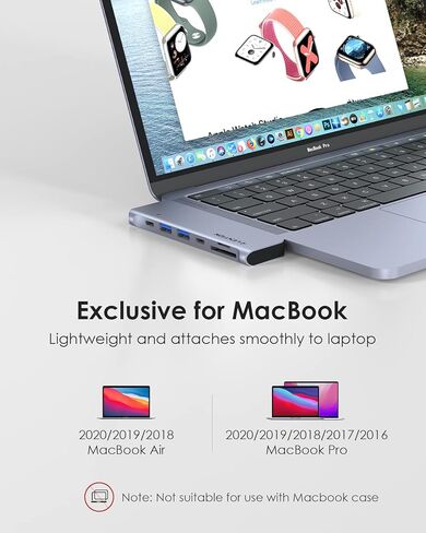 موزع LENTION USB C مع Thunderbolt3 (PD+نقل البيانات+مخرج الفيديو)، منفذ من النوع C، HDMI 4K، USB 3.0 وقارئ بطاقة SD/Micro SD متوافق مع 2023-2016 MacBook Pro، Mac Air، المزيد (CS64، Space Gray) in Kuwait