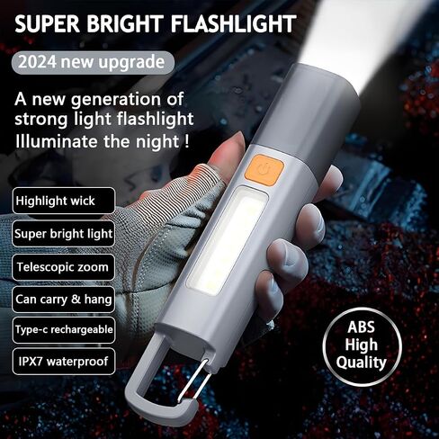 Rechargeable LED Flashlights High Lumens, 20,000 Lumens Super Bright Flashlight with USB Cable and Hook, 3 Modes, Waterproof Flash Light Handheld Powerful Flashlight for Home Camping ﻿- 2 Pack in Saudi Arabia
