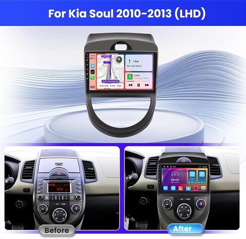 راديو ستيريو للسيارة 2+64G Android 13 لسيارة Kia Soul 2010-2013 (LHD)، شاشة لمس عالية الدقة 9 بوصة متوافقة مع CarPlay Android Auto، كاميرا احتياطية AHD، وصلة مرآة، GPS، WiFi، DSP in Saudi Arabia
