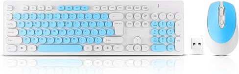 مجموعة لوحة مفاتيح وماوس لاسلكية، مجموعة كاملة الحجم وصغيرة الحجم من لوحة المفاتيح والماوس اللاسلكية الهادئة 2.4G تصميم أنيق رفيع للغاية للنوافذ والكمبيوتر وسطح المكتب والكمبيوتر الشخصي والكمبيوتر المحمول والكمبيوتر المحمول والمفاتيح الدائرية باللونين الأ in Kuwait