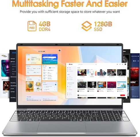 أجهزة كمبيوتر محمولة مقاس 15.6 بوصة، وذاكرة وصول عشوائي سعتها 4 جيجابايت، وكمبيوتر محمول SSD سعة 128 جيجابايت، وكمبيوتر محمول بمعالج سيليرون، وبلوتوث 5.0، ومنفذ HDMI صغير، وكاميرا ويب، ورسومات UHD 600، و7000 مللي أمبير في الساعة، ونوع C (فضي) in Kuwait