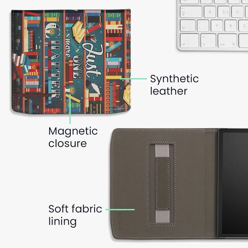kwmobile Case Compatible with Pocketbook Era/Era Color Case - PU Cover w/Strap - Library Motto Multicolor in Saudi Arabia