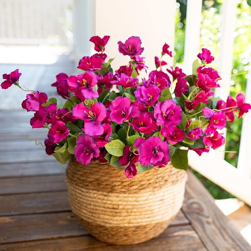 Artificial Fake Outdoor Plants Flowers for Spring Summer Decoration, 6 Bundles Faux Silk Realistic UV Resistant Blue Hibiscus for Pot Planter, Home Outside Porch Patio Balcony Yard, Blue in Saudi Arabia