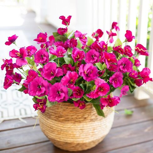 Artificial Fake Outdoor Plants Flowers for Spring Summer Decoration, 6 Bundles Faux Silk Realistic UV Resistant Blue Hibiscus for Pot Planter, Home Outside Porch Patio Balcony Yard, Blue in Saudi Arabia