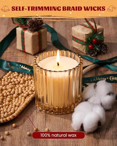 M&SENSE Luxury Pine Scented Soy Candles, 1 Wick Jar Candle, Christmas Fall Gifts for Home Decor, Up to 60 Hours Burning, Natural Soy Wax Relaxing Aromatherapy Candle MSSD0202 FrostedPineAmber in Saudi Arabia
